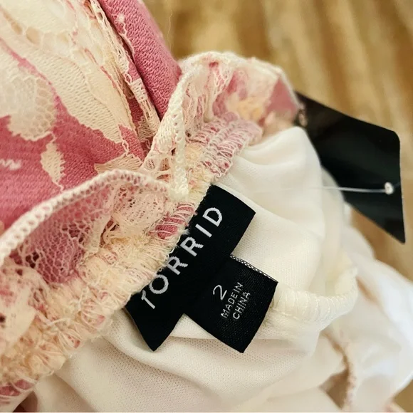 Torrid Mini Two Tone Lace Tiered Babydoll Dress - Picture 7 of 9